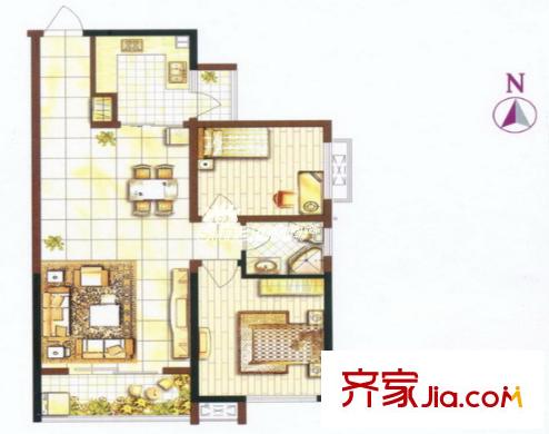 東風(fēng)陽(yáng)光城三期戶型圖2室2廳 戶型圖 2室2廳1衛(wèi)1廚