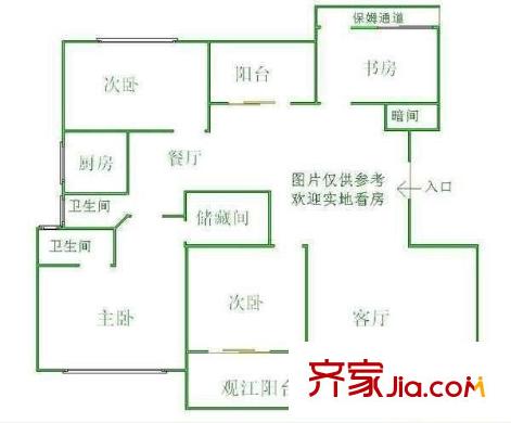 融僑錦江G區(qū)華府 4室 戶型圖