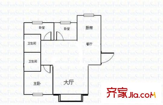 群升國際A區(qū) 3室 戶型圖