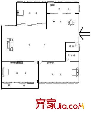 金明苑 3室 戶型圖