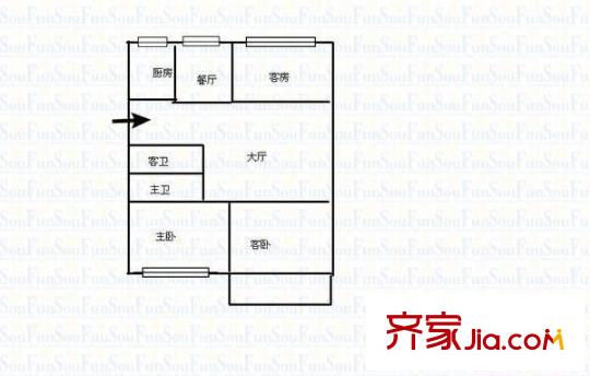 金龍新村 3室 戶(hù)型圖