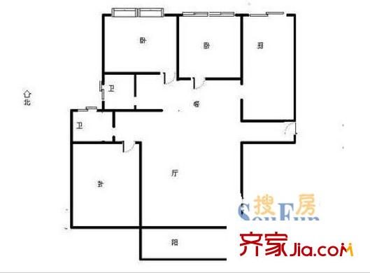 江岸紫荊花園戶型圖紫荊花園二期 戶型圖 3室2廳2衛(wèi)1廚