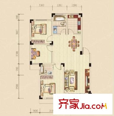德福中央城 2室 戶型圖