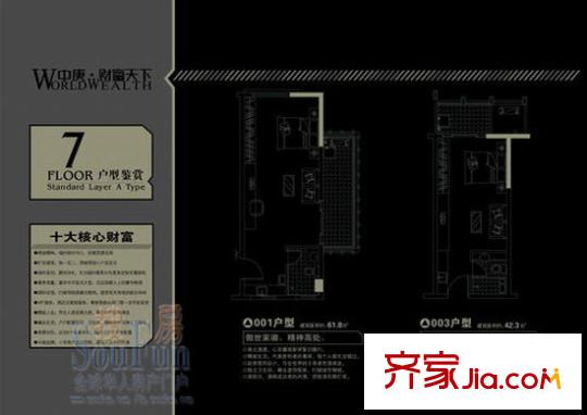 中庚財富天下戶型圖戶型3 1室1廳1衛(wèi)1廚