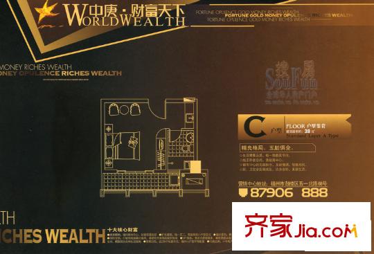 中庚財富天下戶型圖C 1室1廳1衛(wèi)1廚