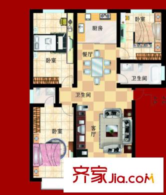 南湖新城（還建房）戶型圖3室2廳 戶型圖 3室2廳2衛(wèi)1廚