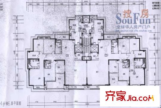 陽光白金瀚宮戶型圖陽光白金翰宮4#樓6層平面圖 3室1廳2衛(wèi)1廚