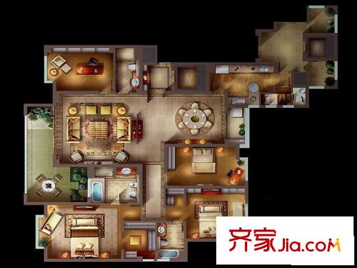 陽光白金瀚宮戶型圖C2戶型 4室2廳4衛(wèi)1廚