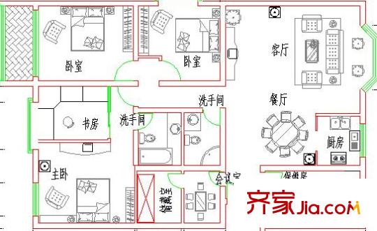 臨江府戶型圖5室2廳 戶型圖 5室2廳2衛(wèi)1廚