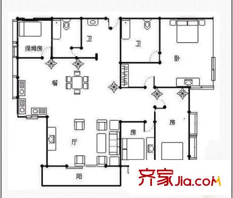 江岸名都 4室 戶型圖