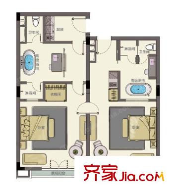 郁馨花園二期戶型圖2室2廳 戶型圖 2室2廳