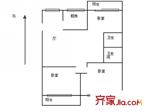 湖塍新村 3室 戶型圖