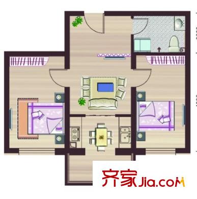 華錦花園二期戶型圖2室2廳 戶型圖 2室2廳