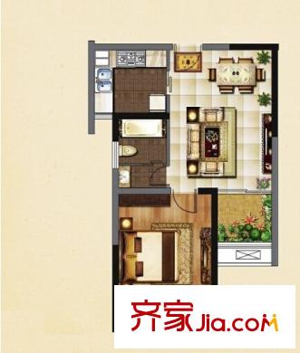 華錦花園二期戶型圖1室2廳 戶型圖 1室2廳