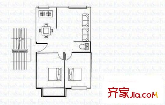 河南新村 2室 戶型圖