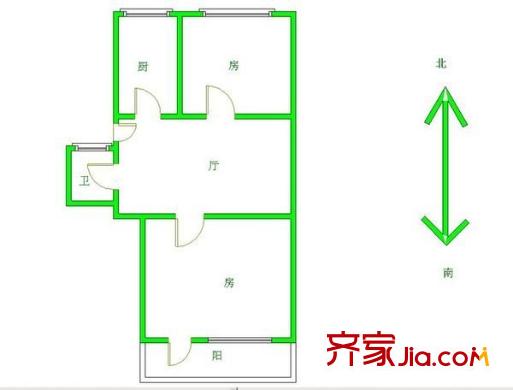 白馬河新村 2室 戶型圖