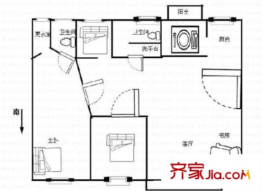 融僑錦江D區(qū) 4室 戶型圖
