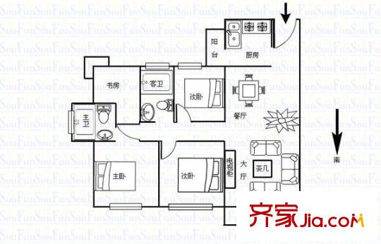 融僑錦江D區(qū) 4室 戶型圖