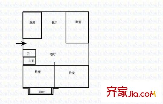 南臺商貿(mào)中心 3室 戶型圖