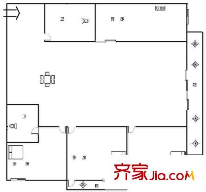 華福大廈 3室 戶型圖