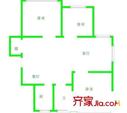 華福大廈 3室 戶型圖