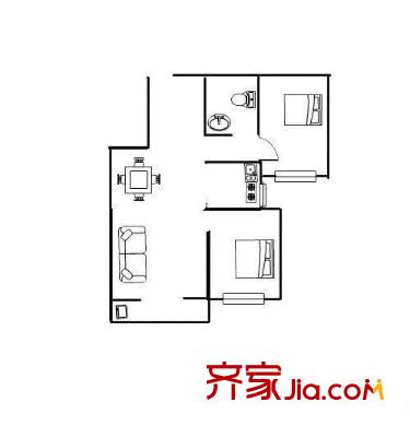 福灣新城春風(fēng)苑二區(qū) 2室 戶型圖
