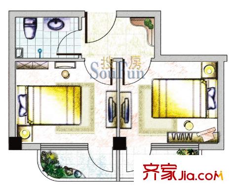 濱海嘉年華B1戶型圖2室