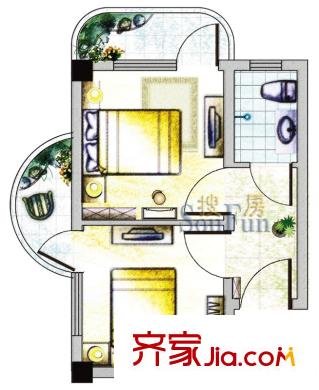 濱海嘉年華B1戶型圖2室