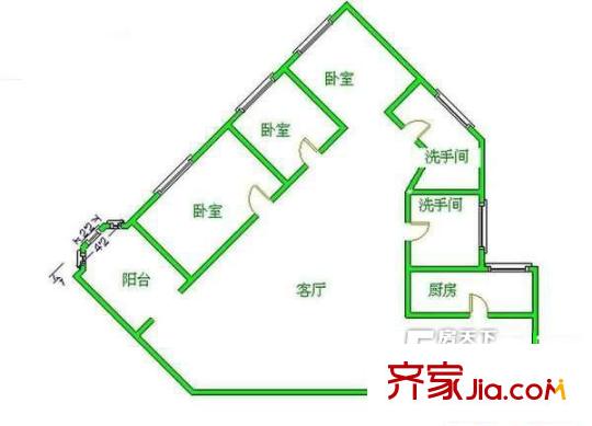 元洪花園 3室 戶型圖