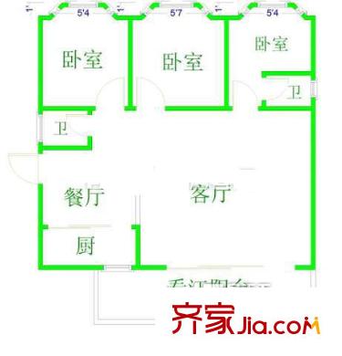 元洪錦江二期 3室戶(hù)型圖
