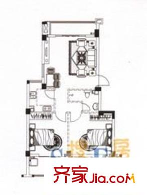 中福西湖花園 1室 戶型圖