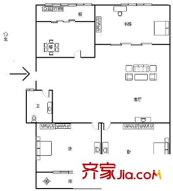 省直屏西 3室 戶型圖