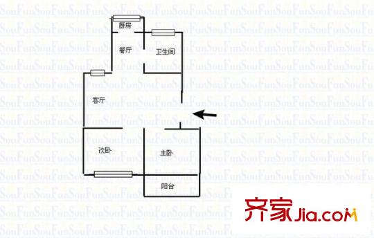 省直屏西 2室 戶型圖