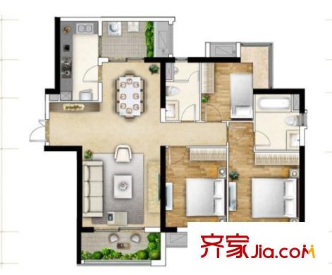 佳園小區(qū)戶型圖3室2廳 戶型圖 3室2廳2衛(wèi)1廚