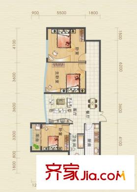 漢口北卓爾生活城A-5戶型圖 3室2廳1衛(wèi)1廚