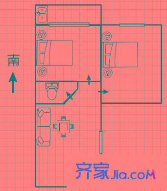 嘉興小區(qū) 2室 戶型圖