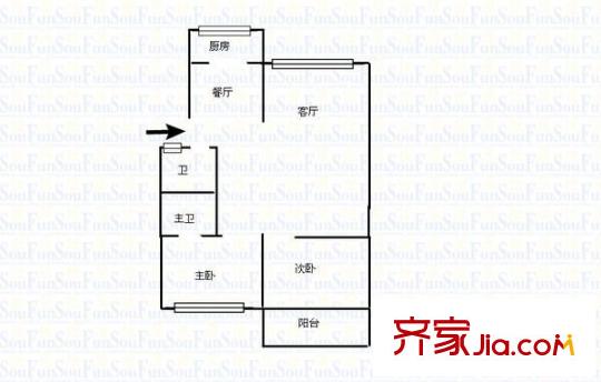 華湖花園 2室 戶型圖