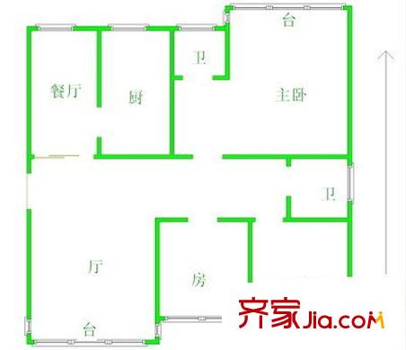 沈家灣花園小區(qū) 3室 戶型圖