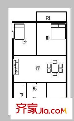 竹林境新村 2室 戶型圖