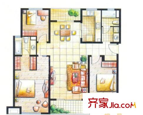 水岸畢家索戶型圖3室2廳 3室2廳