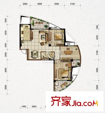 世歐彼岸城C區(qū)戶型圖戶型圖3 