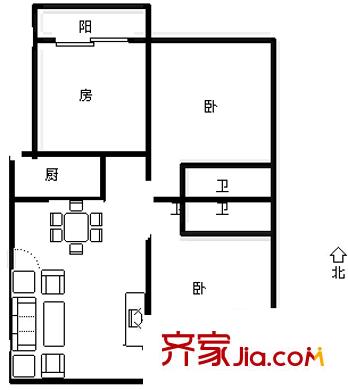 康城二期 3室 戶型圖