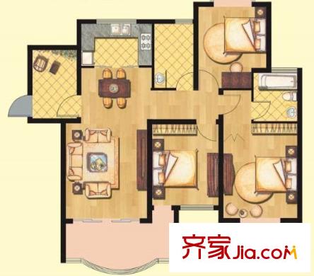 金色世家戶型圖3室2廳 3室2廳
