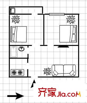 金浦小區(qū) 2室 戶型圖