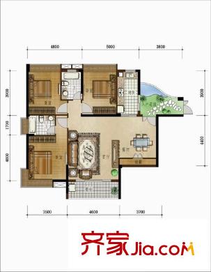 大儒世家臥琥戶型圖大儒世家二期臥琥  戶型圖 3室2廳2衛(wèi)1廚