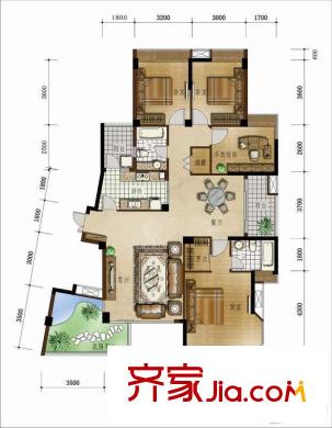 大儒世家臥琥戶型圖大儒世家二期臥琥 4室 戶型圖 4室2廳2衛(wèi)1廚