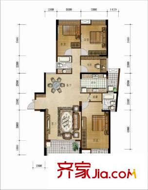 大儒世家臥琥戶型圖大儒世家二期臥琥  戶型圖 4室2廳2衛(wèi)1廚