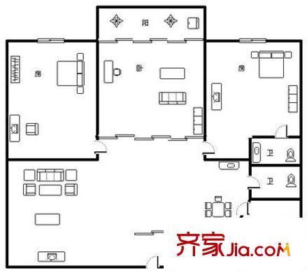 安福新村 3室 戶型圖