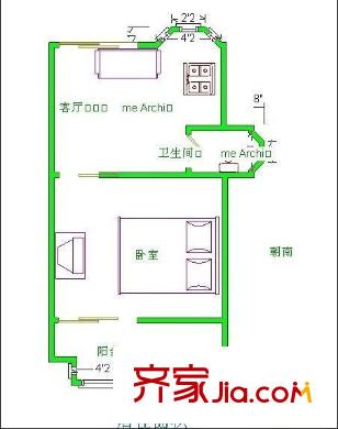 安福新村 1室 戶型圖