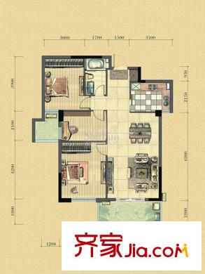 中庚紫金香山戶型圖7#04、05單元 3室2廳1衛(wèi)1廚